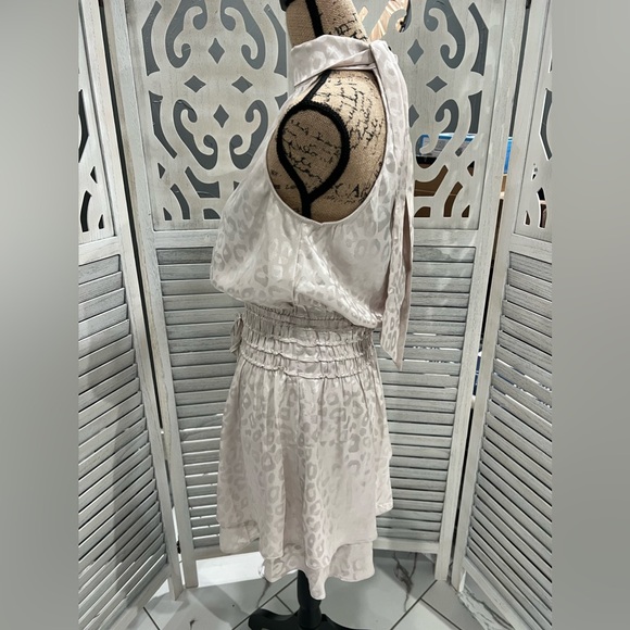 Take Me Away Satin Leopard Smocked Dress - White - Medium - Picture 10 of 14